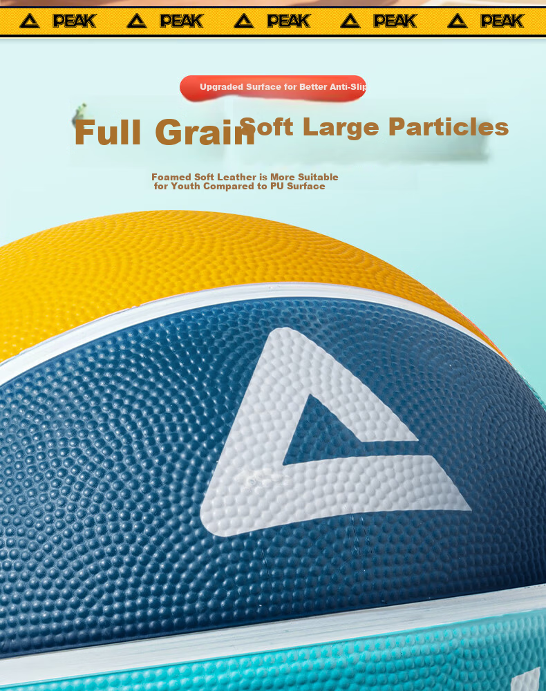 PEAK Basketball, Size 3 for Children, Competition Grade, Indoor And Outdoor Use, Wear-Resistant, Suitable for Cement Courts, Elementary School Students And Teenagers, Outdoor Rubber Ball 5