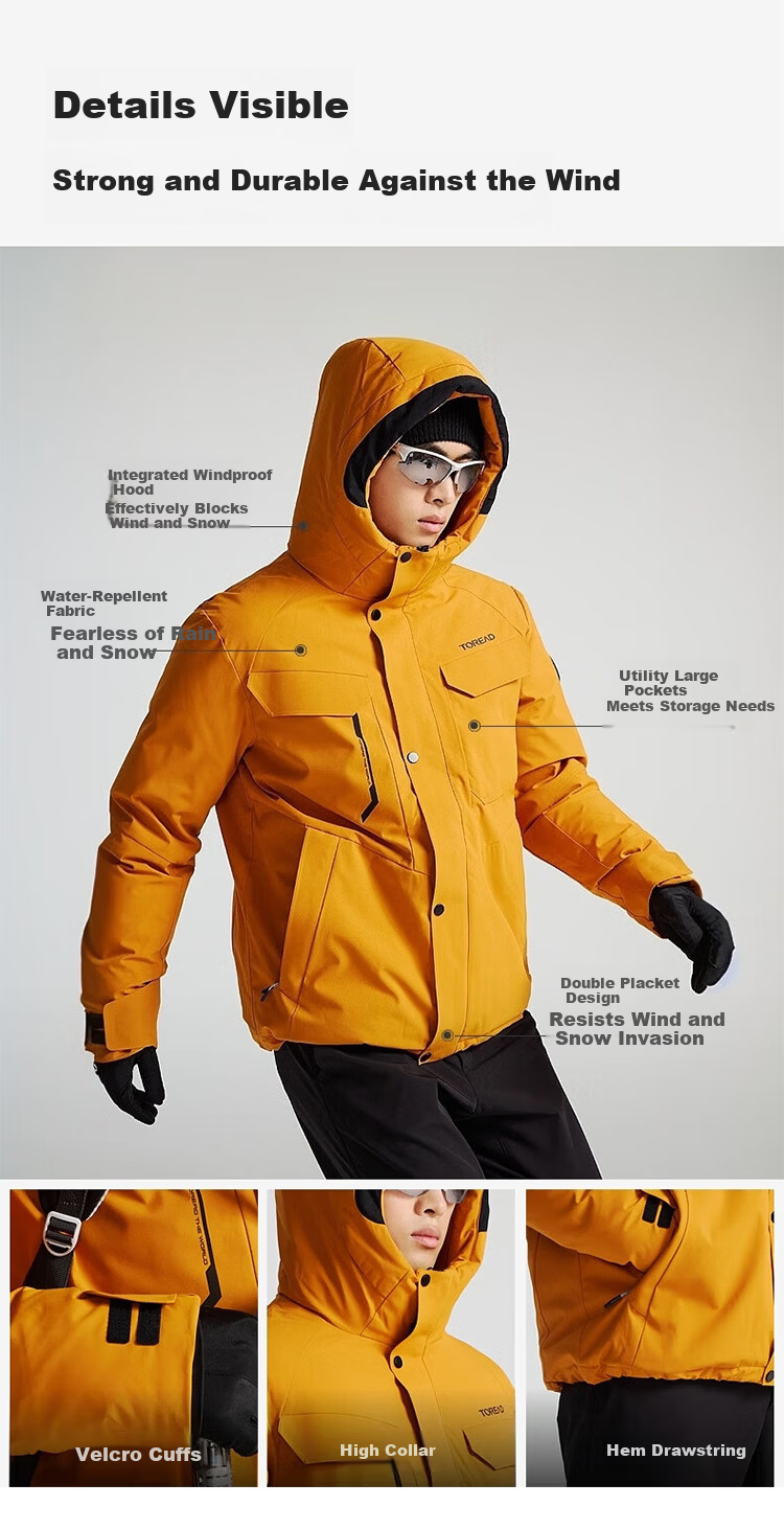 TOREAD Blizzard Down Jacket Unisex Goose Down Outdoor Cold-Resistant Thickened Warm Coat Black XL 9