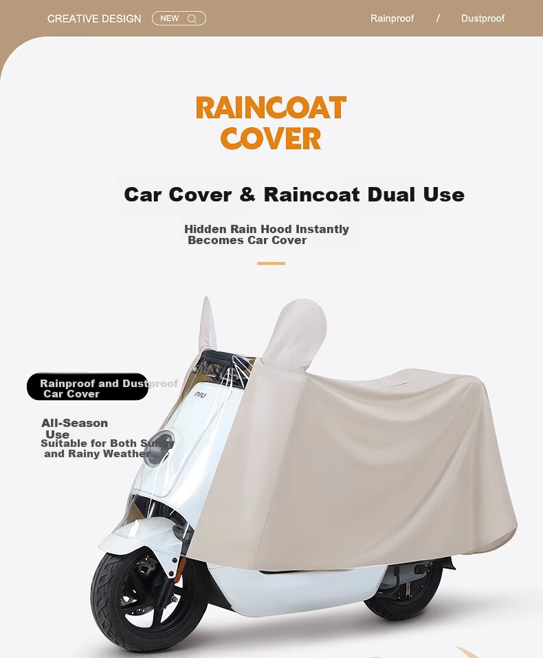 Beimei Women's Electric Scooter Raincoat Waterproof Full-Body Long Thickened Large Rain Poncho Cover 1