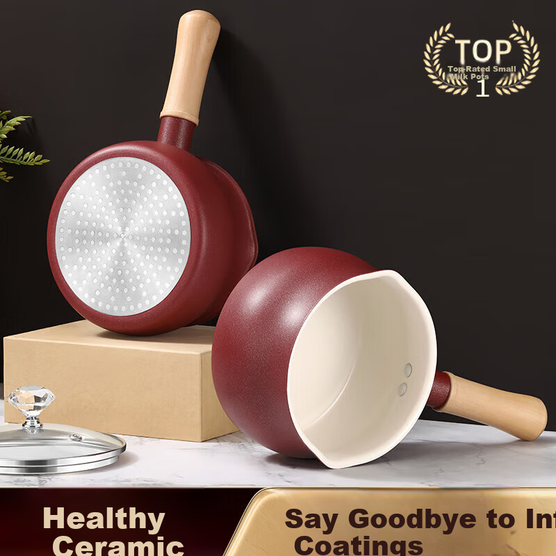 SSN Ceramic Non-Stick Small Milk Pot Hot Milk Boiler Small Saucepan 2
