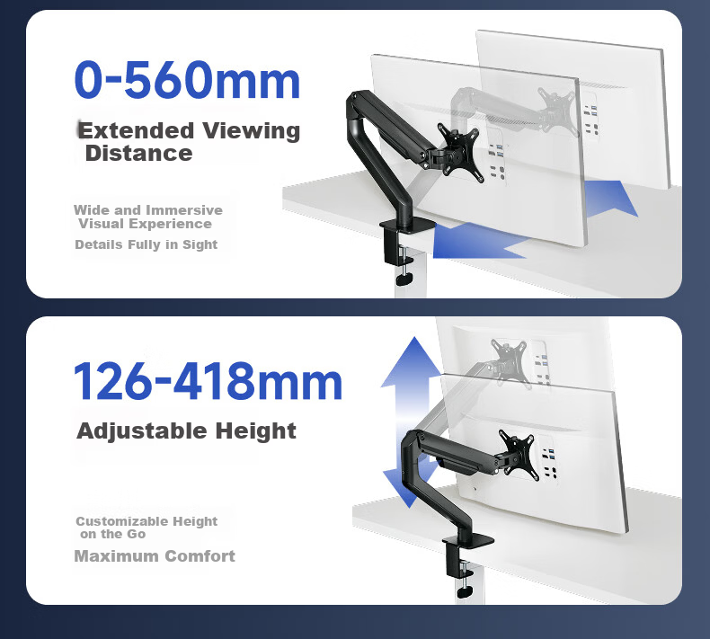 Brateck Beihu Monitor Arm Mechanical Arm Computer Stand Desktop Clamp Base Screen Riser Height Adjustable 17-32 Inch E360 Compatible with Zoway E350 Upgrade 11