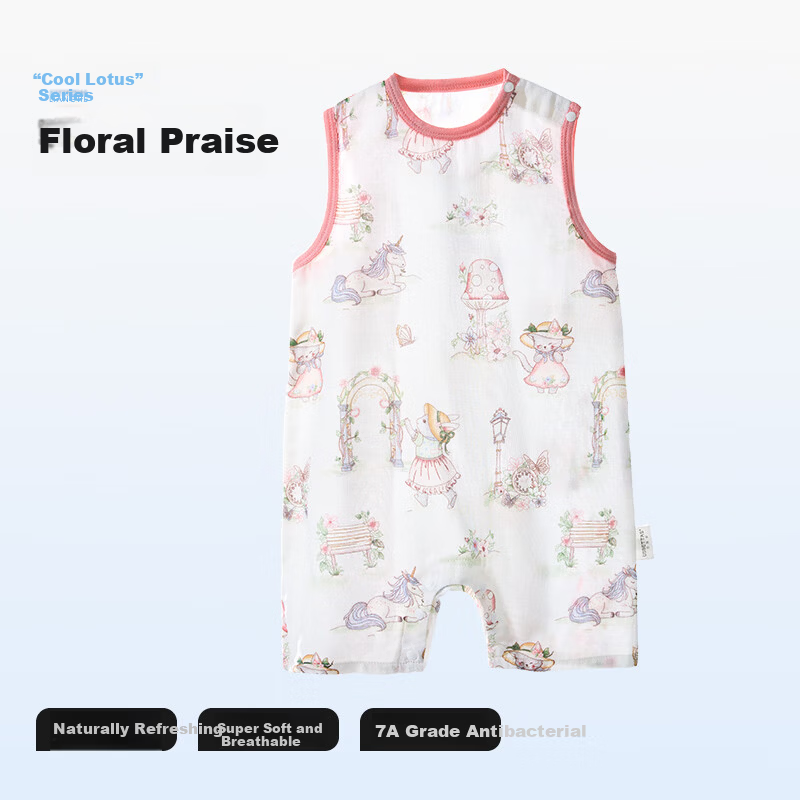 Betis Mint Baby Pajamas Summer Thin Breathable Cool New Homewear Unisex Infant Romper