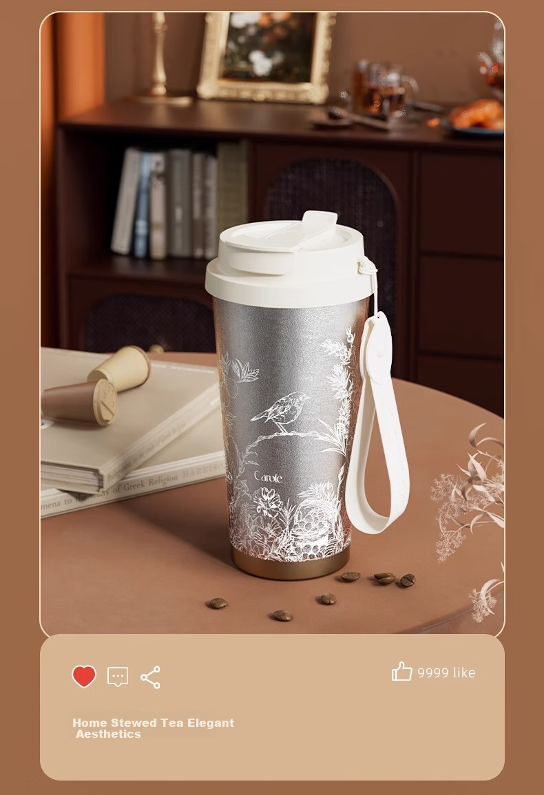 Carrot Pure Titanium Insulated Outdoor Portable Coffee Cup High-End Straw Water Bottle Large Capacity Titanium Cup Birthday Gift 23