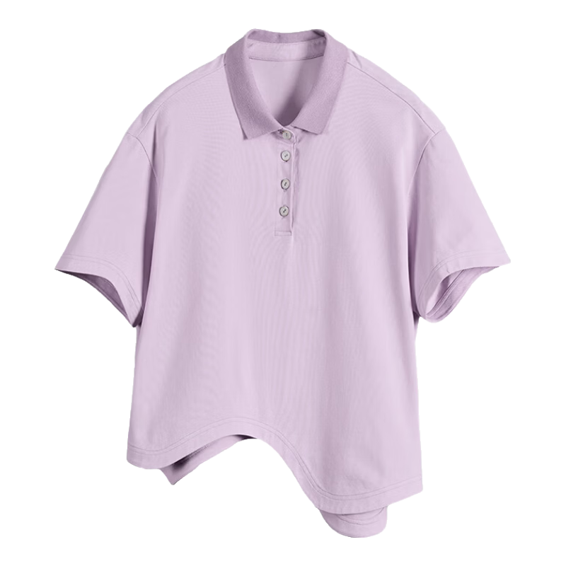 Rizhuo Moon Knit Short Sleeve Summer Polo T-Shirt 2026 New Irregular Hem Cooling Top for Women