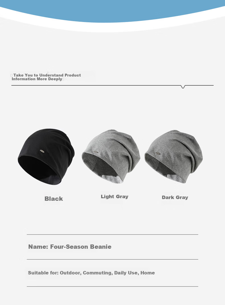 Qisefang Men's Beanie Cap Headwrap Sleep Cap Bald Cap Cold Weather Cap Air Conditioning Cap Warm Windproof Postpartum Cap Women's Slouchy Hat Black 4