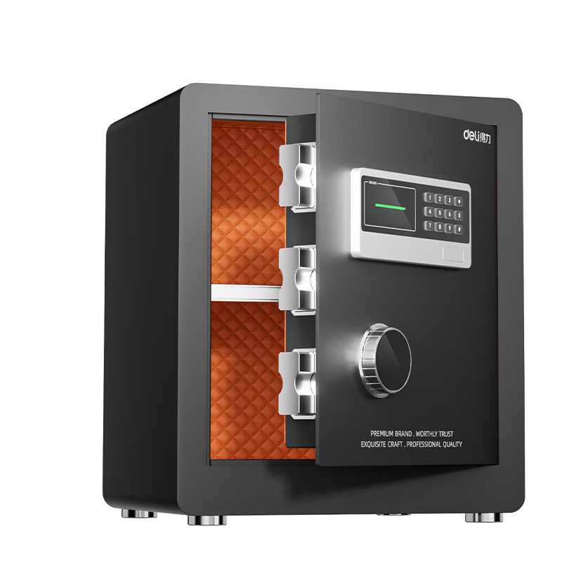 Deli Home Safe Box with Password Lock, 45cm [Large Latch], All-Steel Anti-Theft And Portable Cash Safe, Can Be Used As Bedside Table, AE630 Black