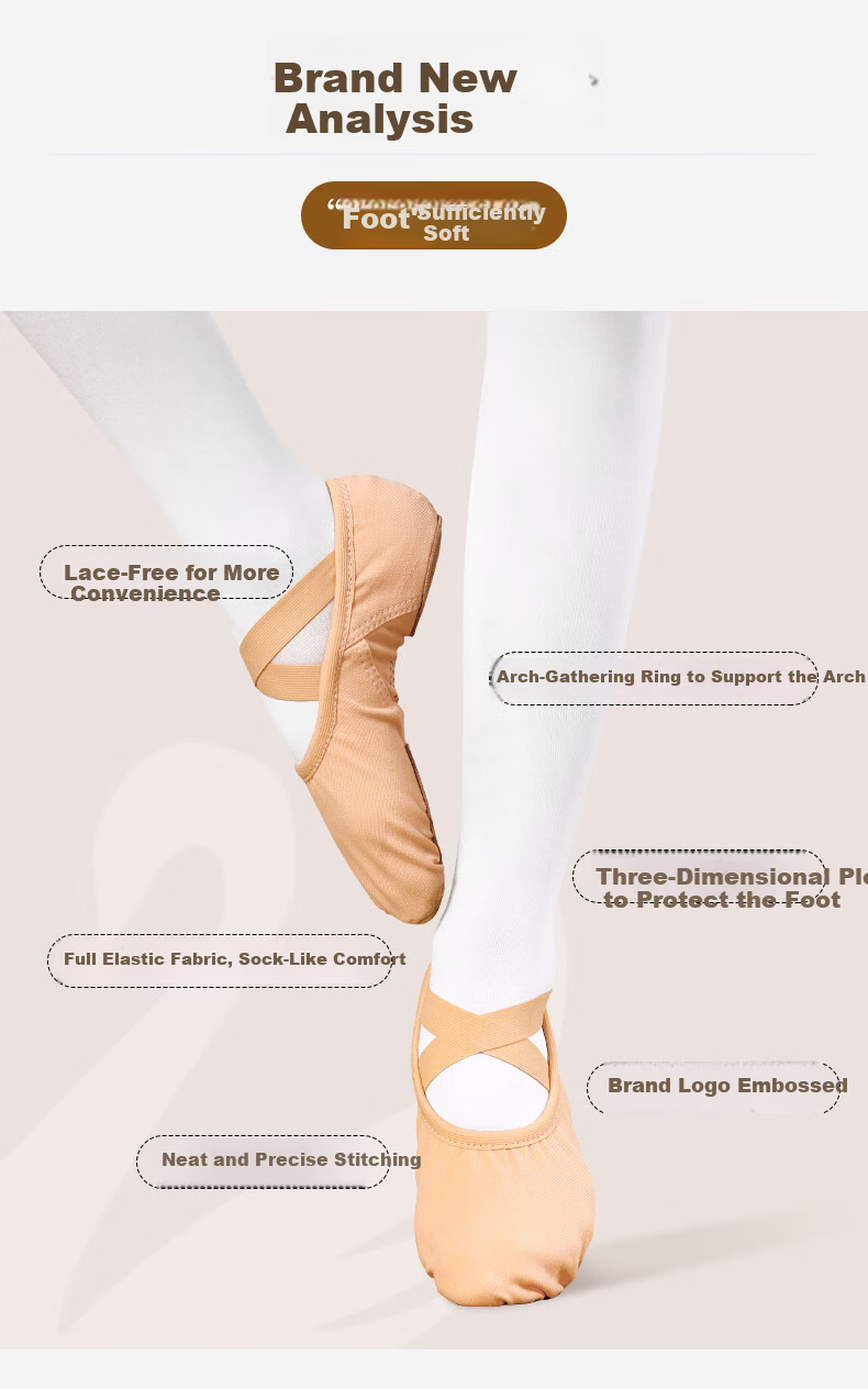 Zhiyouban Adult Dance Shoes for Women, Soft Sole, Elastic Fabric, Skin Color, Ballet Performance, Chinese Dance, Practice And Exam-Specific 2