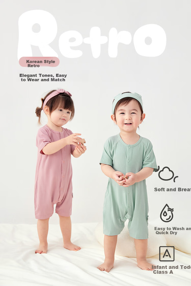 Wismorni Baby Short Sleeve Romper Spring Summer Thin Modal Unisex Infant Outfit Outdoor Crawling Clothes Summer Wear 1