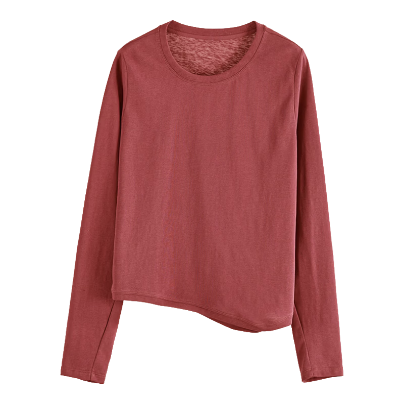 Rizhuo Rizhuoqu Snow Monster Long Sleeve T-Shirt 2026 New Spring Design Loose Slim Fit Solid Color Versatile Shoulder Top