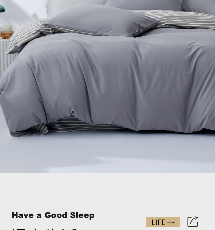Mercury Home Textile 4-Piece Bedding Set 100% Cotton Washed Cotton Skin-Friendly Breathable Duvet Cover Pillowcase Bed Sheet for 1.8m Bed 1