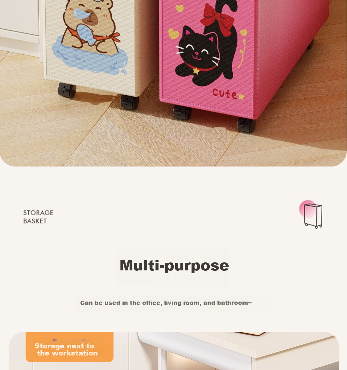 Fanyejia Under-Desk Storage Rack Organizer with Wheels for Office Desk, Small Cart for Workstation, Backpack Storage Trolley for Dormitory 12