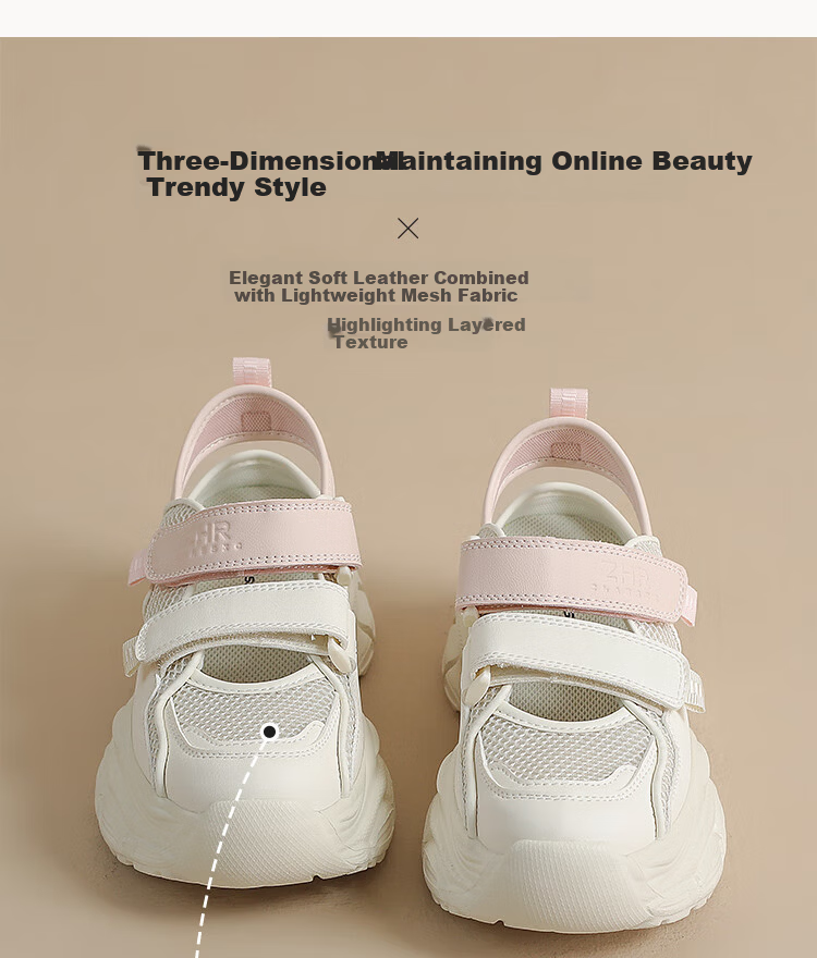 ZHR Zese Women's Summer Thick-Soled Mesh Sports Sandals Breathable Outdoor Casual Dad Shoes G778 Beige Pink Size 39 10