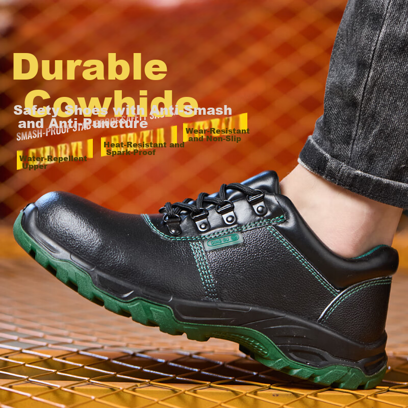 Dinggu Men's Safety Work Shoes Anti-Smash Anti-Puncture Steel Toe Cap Steel Midsole Solid Sole JD1601BLV38