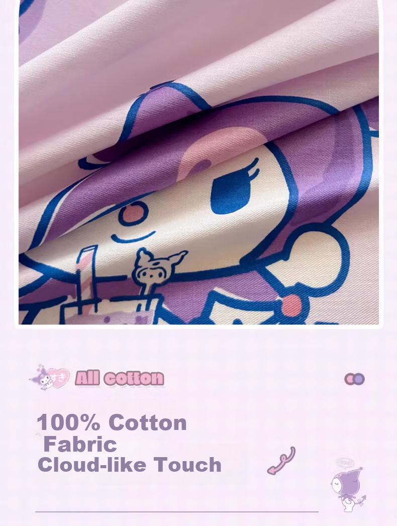 MUJI 100% Cotton Four-Piece Bedding Set Pure Cotton Children's Cartoon Duvet Cover 200x230cm for 1.5/1.8m Bed 5