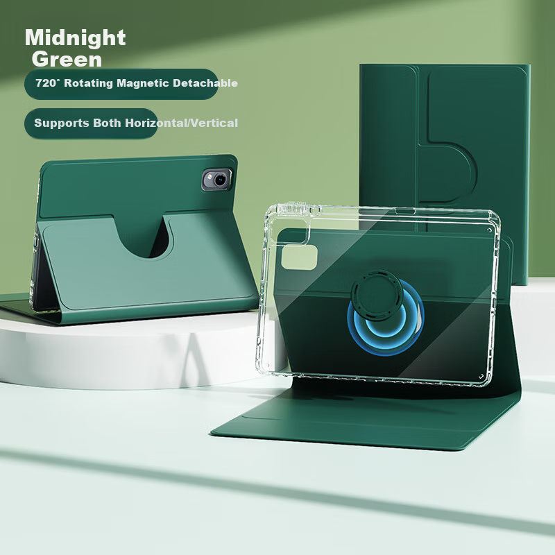 B.O.W Hangshi HC039 Huawei MatePad Air 12-inch Tablet Protective Case, Smart Magnetic Detachable Cover with Pen Slot, Universal 12-inch Dark Night Green