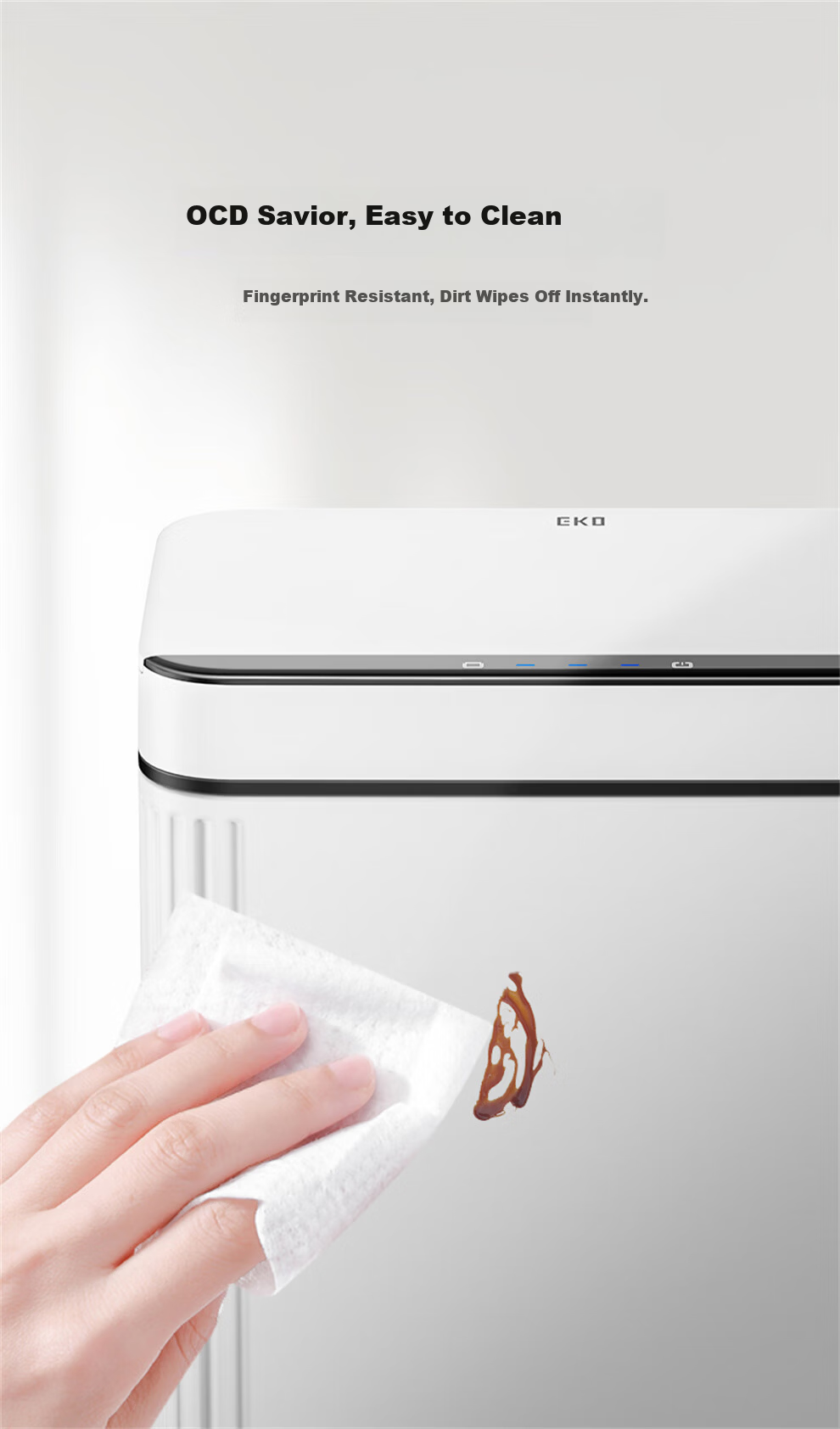 EKO Smart Sensor Trash Can 10L Matte White with Lid Stainless Steel Recommended by Zhang Ruoyun 9677 7