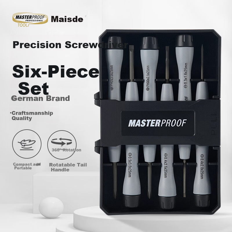 MASTERPROOF Precision Screwdriver Set for Glasses, Cross and Flathead Small Watch Screwdrivers, Computer and Mobile Phone Repair Tool Kit