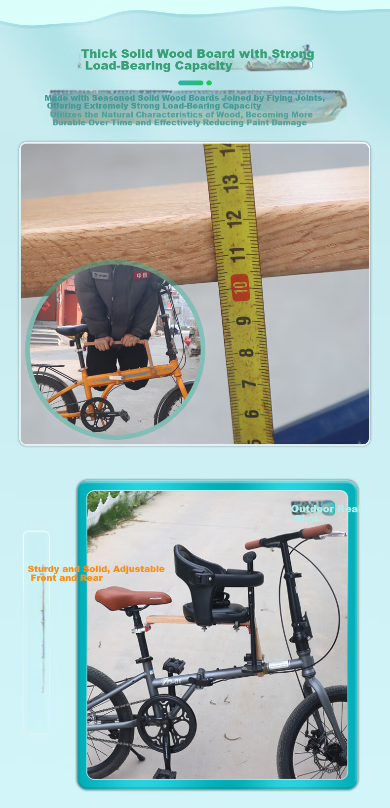 Osagie E32 Off-White Folding Bicycle Front-Mounted Child Seat Quick-Release Baby Safety Seat Front Child Chair 8