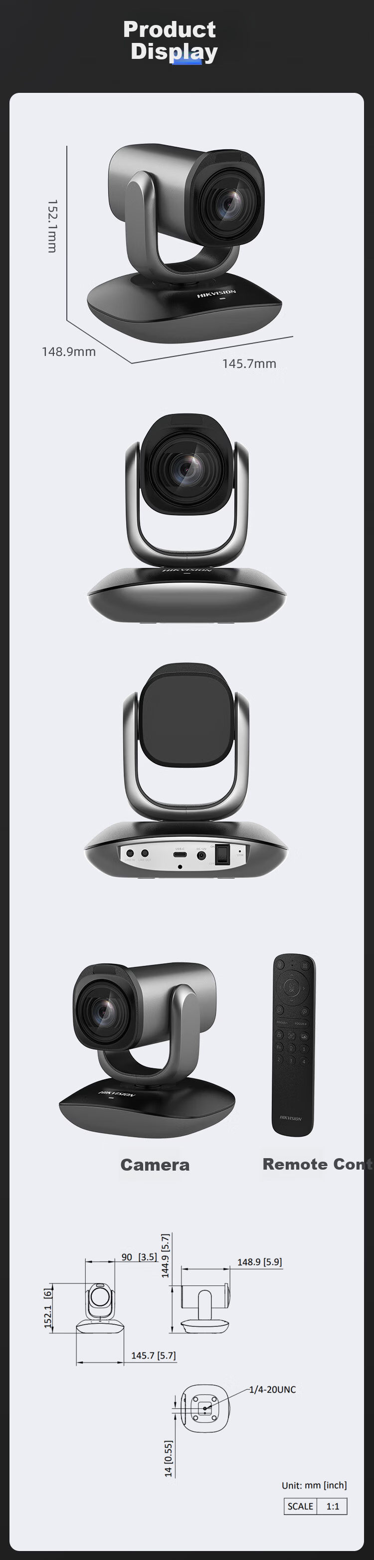 HIKVISION Video Conference Camera 4K HD Auto Focus 48x Zoom PTZ Remote Video Conference Solution U108 Pro 9