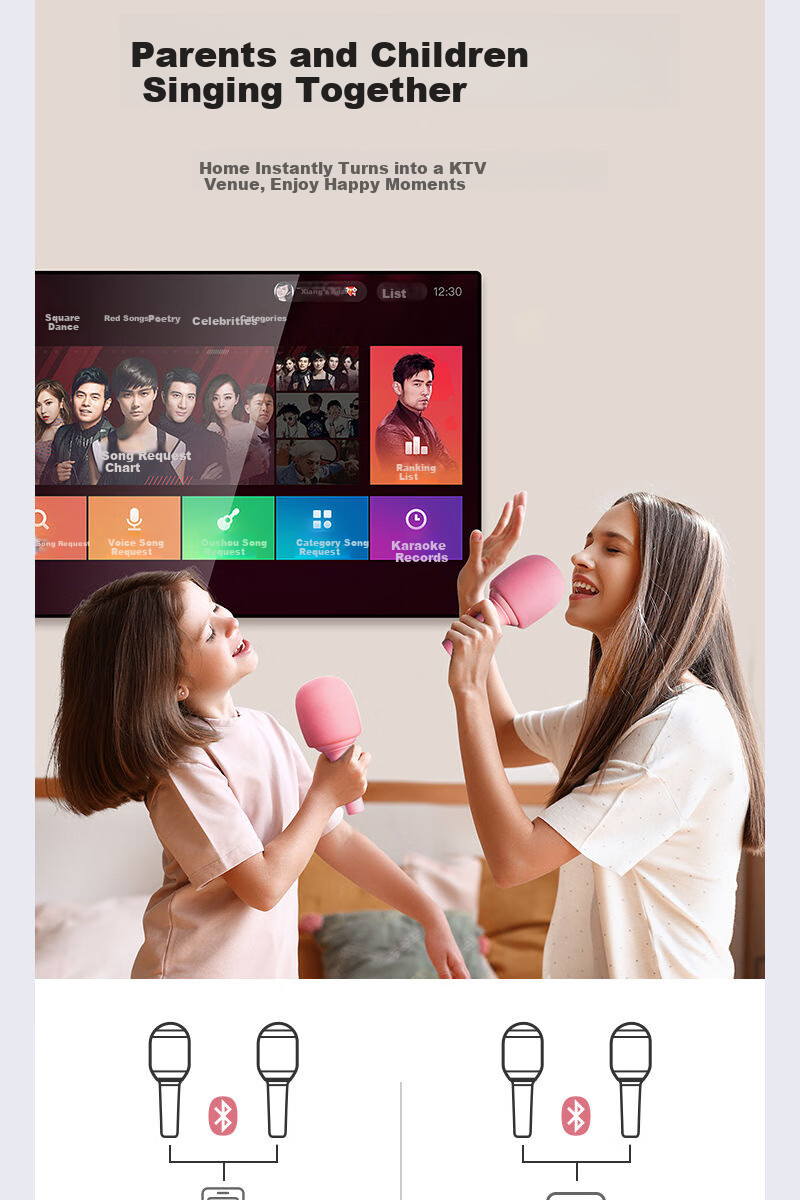 SANSUI F6 Wireless Bluetooth Microphone Speaker All-in-One KTV Home Karaoke Microphone for Kids Mobile Phone TV 10