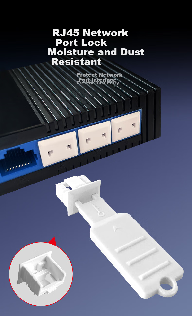 Suoli RJ45 Port Lock Detachable Network Port Plug for Computer Switch Industrial Control Machine Tool 2pcs + 30 Black Dustproof Covers 20182 2