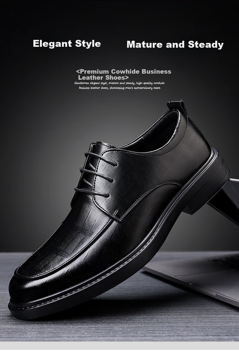 CALIFBULL Men's Leather Shoes Spring Summer Thick Sole Height Increasing Loafers Slip-On Lazy Business Casual Shoes Black Size 44 47
