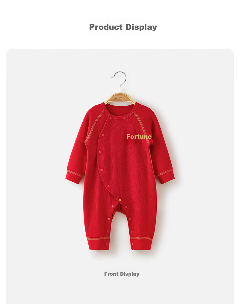 Wismorni Baby Romper, Spring And Autumn Festive Infant Clothing, Full Moon Outfit, Onesie, Red 4
