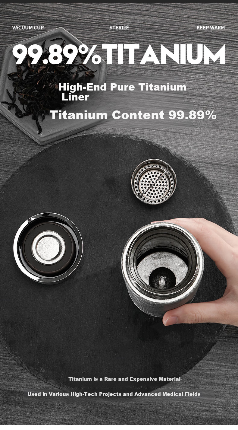 IMOGY Pure Titanium Insulated Double-Layer Tea Separation Cup High-Value Business Portable Car Water Bottle 7