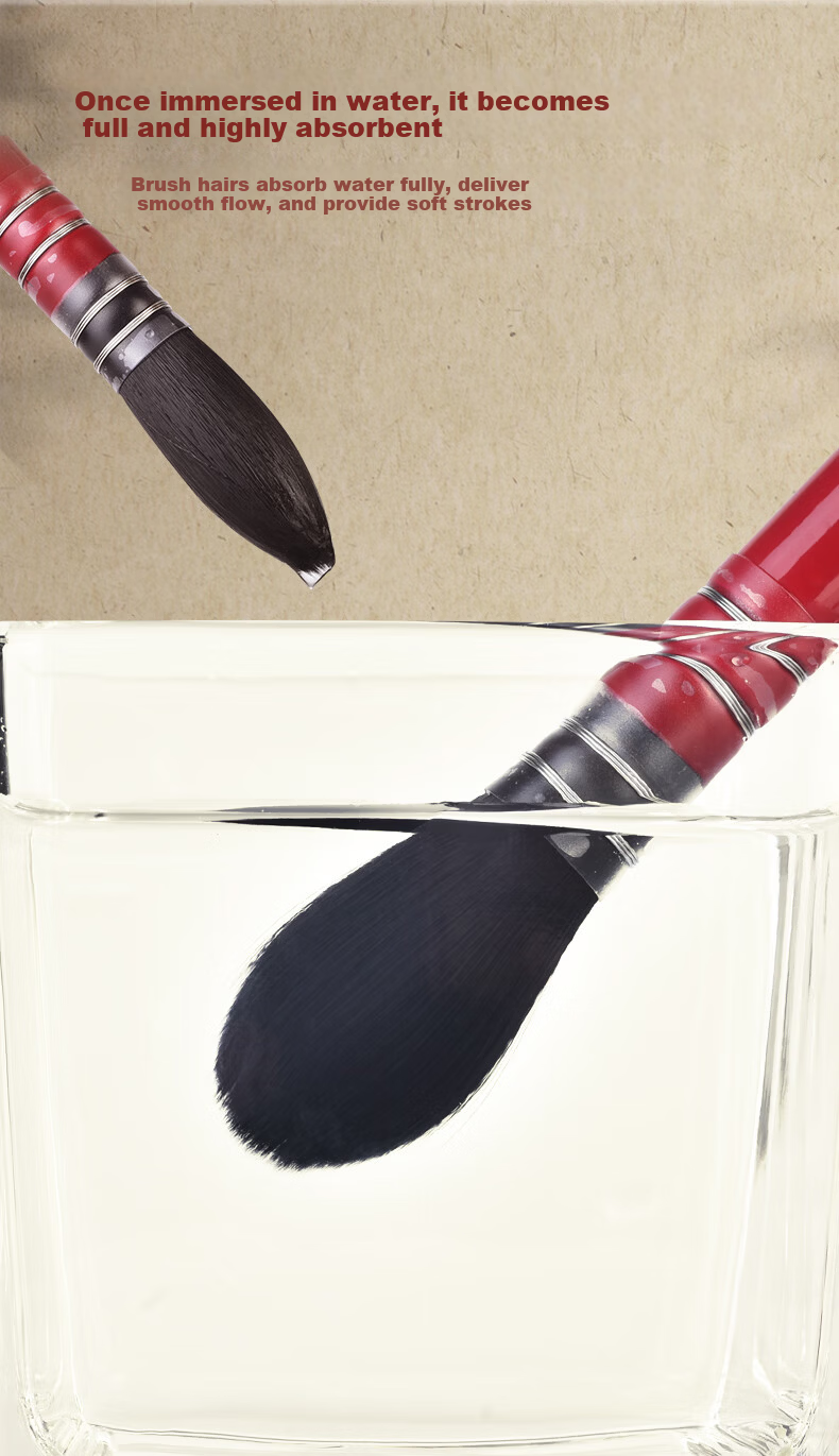Meibang Qifu No.5 Watercolor Brush Professional Watercolor Mop Brush Red Fat Round Head Animal Hair Brush Chinese Painting Watercolor Brush [Red Fat] 9