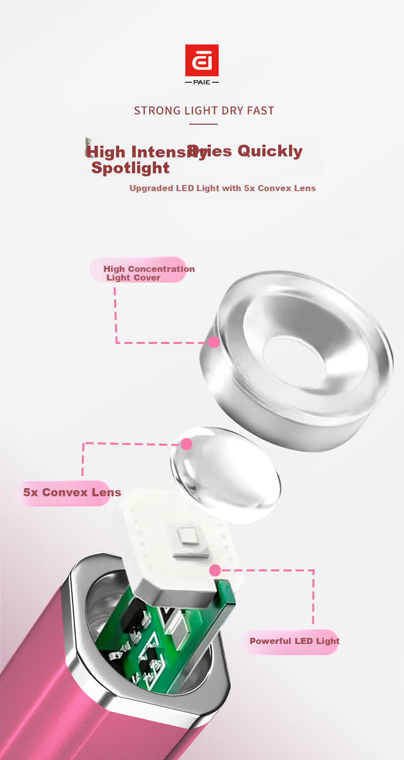 PAIE Handheld Mini Nail Lamp Portable Rechargeable Focused Quick-Dry UV LED Gel Nail Dryer 6