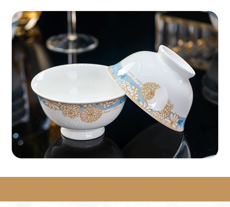 CERAMICS Jingdezhen Porcelain Dinnerware Bowls for Home Use, 2026 New Stylish Heat-Resistant High-Foot Bowls, White Porcelain Rice Bowls, Non-Slip 2