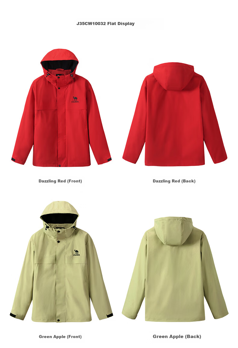 CAMEL All-Terrain Jacket Unisex Windproof Waterproof Outdoor Coat J35CW1L0032 Dazzling Red M 27