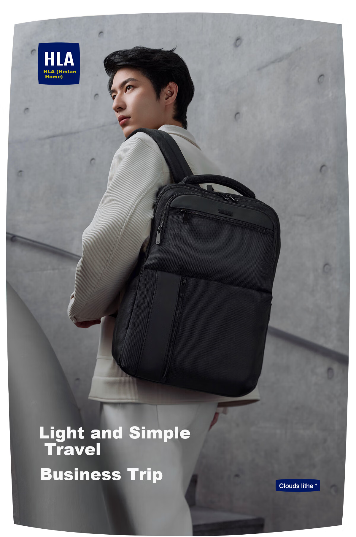 HLA Large Capacity Men's Backpack Business Commuter Travel Laptop Bag Black 21L 1