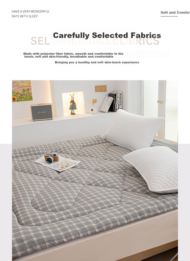 Grace Class A Antibacterial Soybean Mattress, Home All-Season Non-Slip Foldable, Misty Blue, 1.8*2 Meter Bed 4