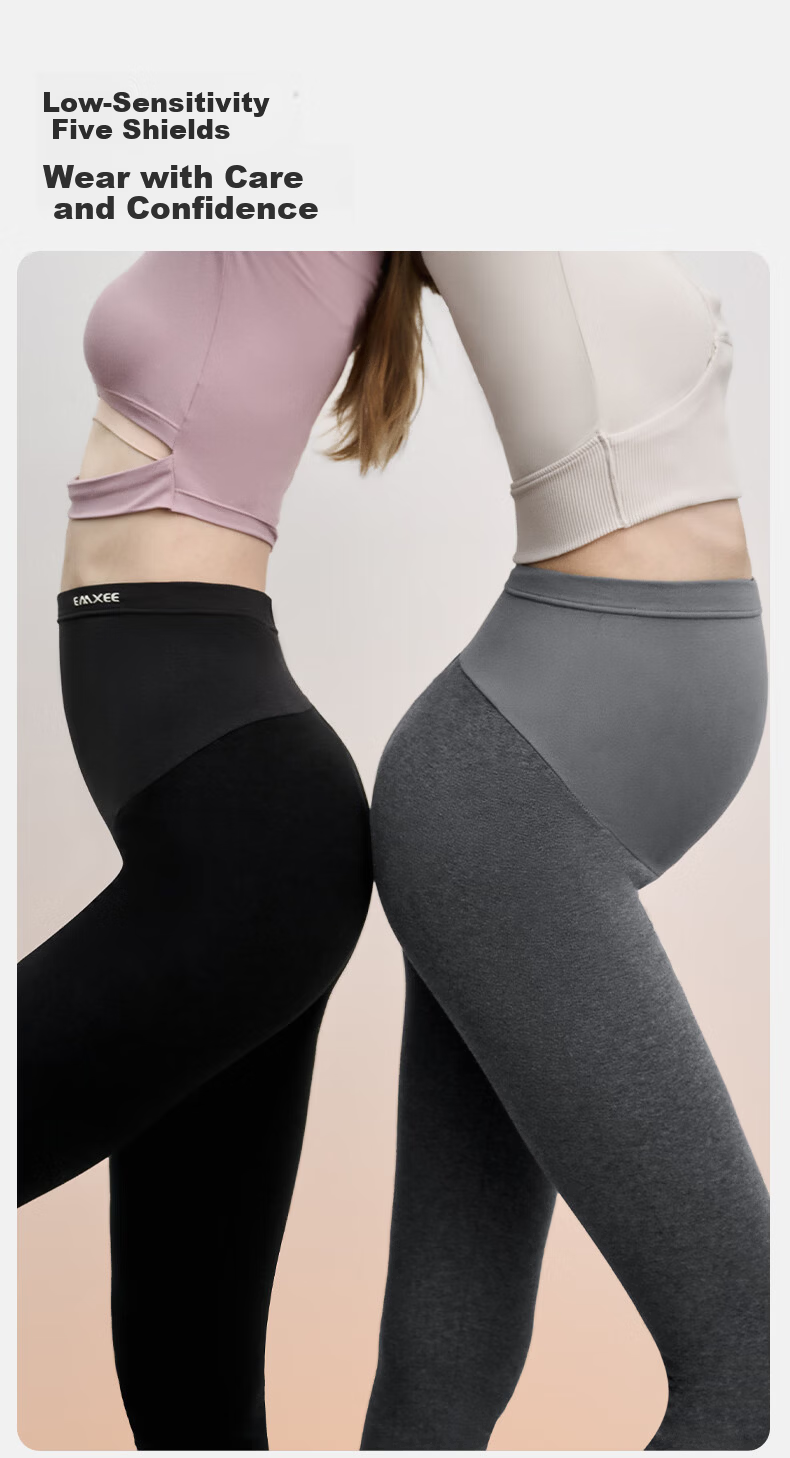 EMXEE Maternity Thick Leggings, Autumn New Style Pregnancy Yoga Pants, Maternity Tummy Support Pants, Butt-Lifting Pants, Maternity Wear, Black 14