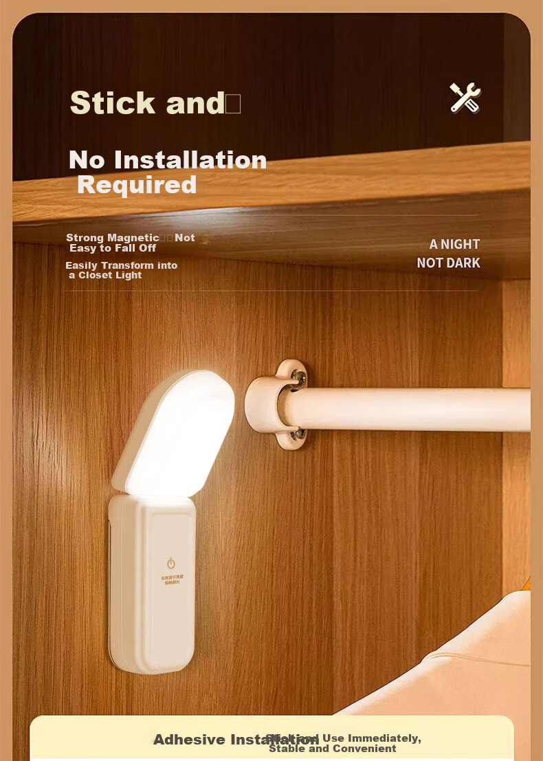 Jingqian Small Night Light Bedroom Bedside Reading Lamp Wall-Mounted Magnetic Rechargeable Desk Lamp Eye Protection Study Light 18