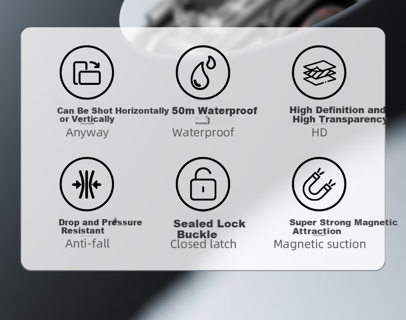 REYGEAK Waterproof Case for DJI Action 5 Pro, Anti-Fog Diving Housing for Action 4/3 Sports Camera Accessories, Underwater Deep Diving Protective Cover 2