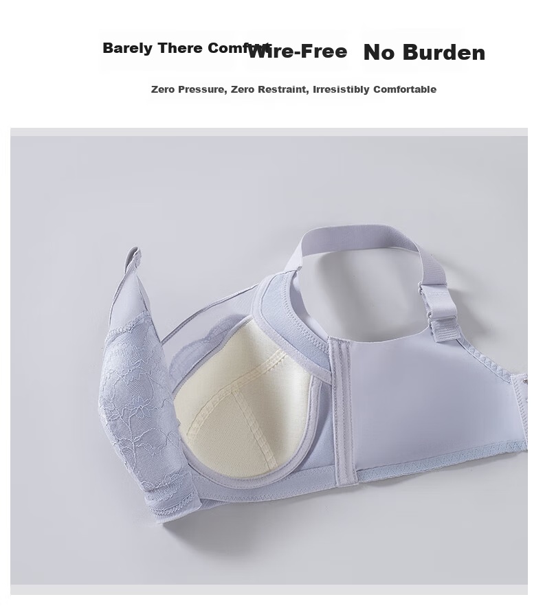 PBENO Women's Thin Bra 2025 New Summer Large Bust Minimizing Anti-Sagging Pink Beige 36/80BCD 11