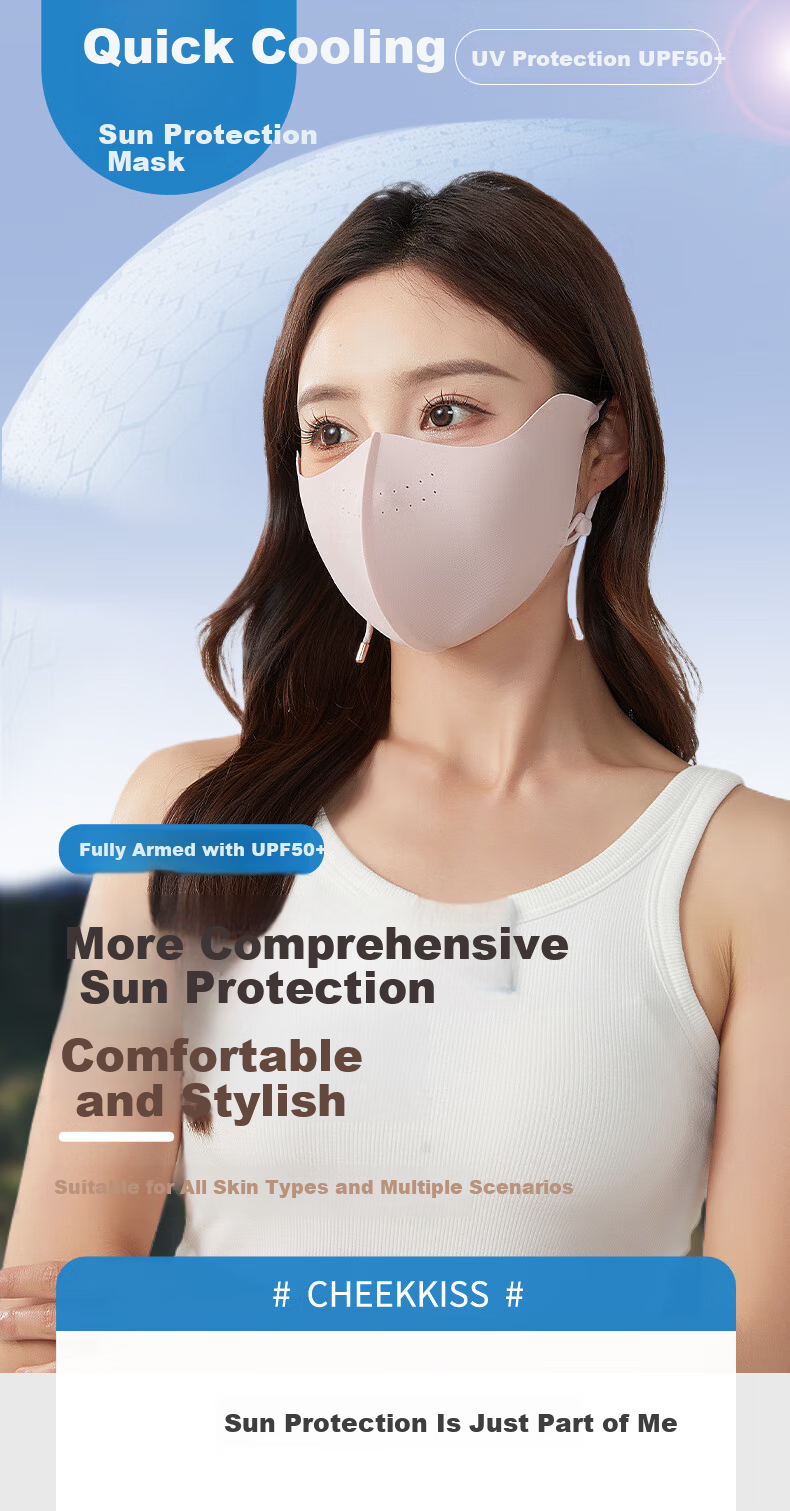 MiiOW Summer Ice Silk Ultra-Thin Breathable 3D Face Mask UV Protection Sun Mask for Men and Women Cycling Driving 1