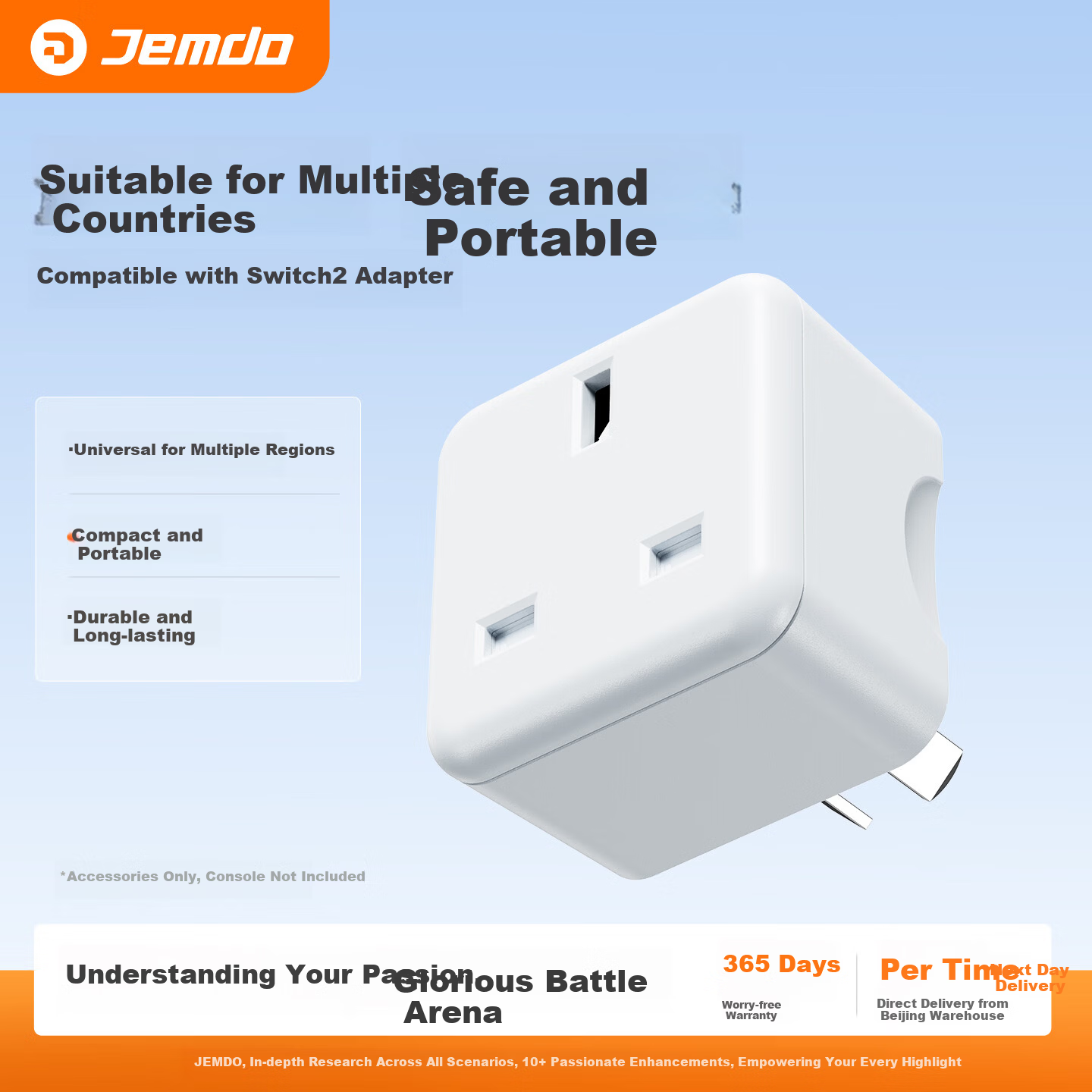 Jemdo Switch 2 Charger Adapter NS2 Hong Kong Version UK to CN Plug Nintendo Power Adapter Fast Charging Accessory