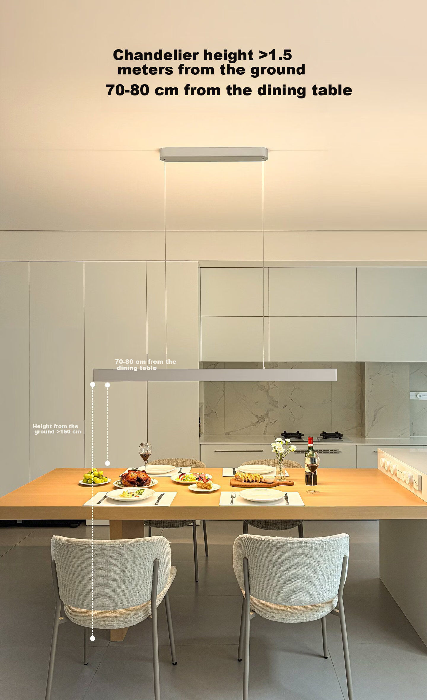 Jundun Full Spectrum Eye Protection Linear Pendant Light Adjustable Modern Minimalist Dining Room Study Lamp All-Inclusive Price 15