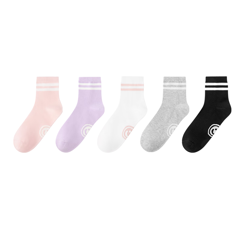 JD Original Children's Socks Autumn Winter Pure Cotton Girls' Striped Mid-Calf Socks Breathable Non-Slip Odor-Resistant Youth 12-18 Years Old