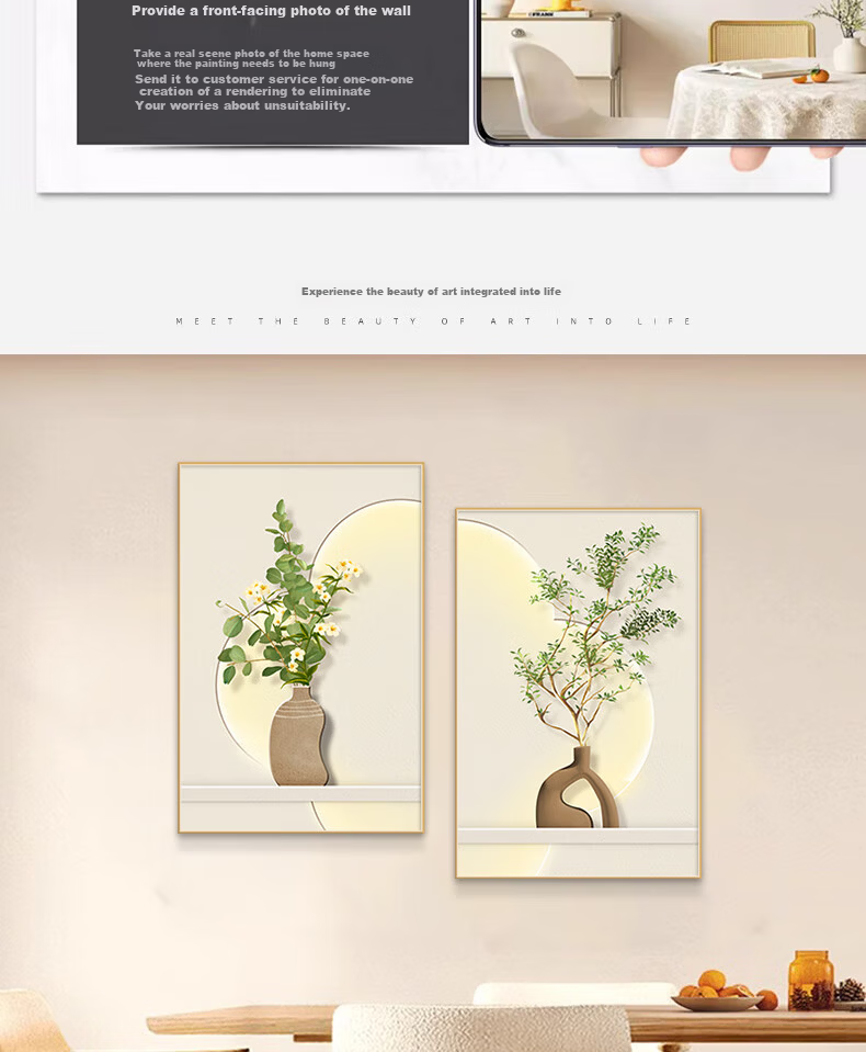 Mao Jiu Jiang Restaurant Decorative Painting Floral Greenery Two-Piece Cream Style Living Room Corridor Hanging Art High-End Living Room Dining Room 7