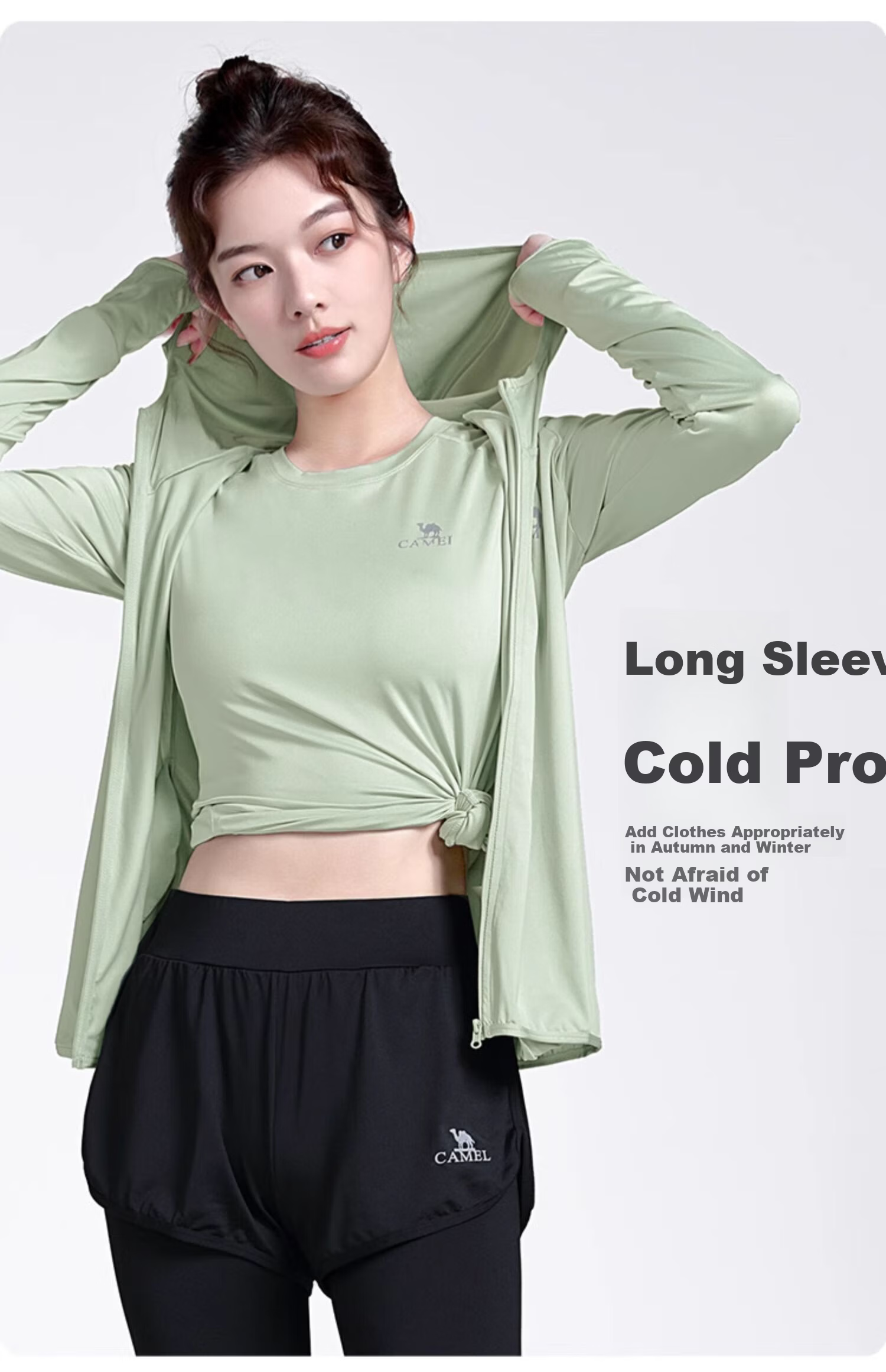 CAMEL Yoga Outfit for Women, Morning Run Outdoor Sportswear, Slim-Fit Breathable Fitness Wear, Five-Piece Set YK22255493B 8
