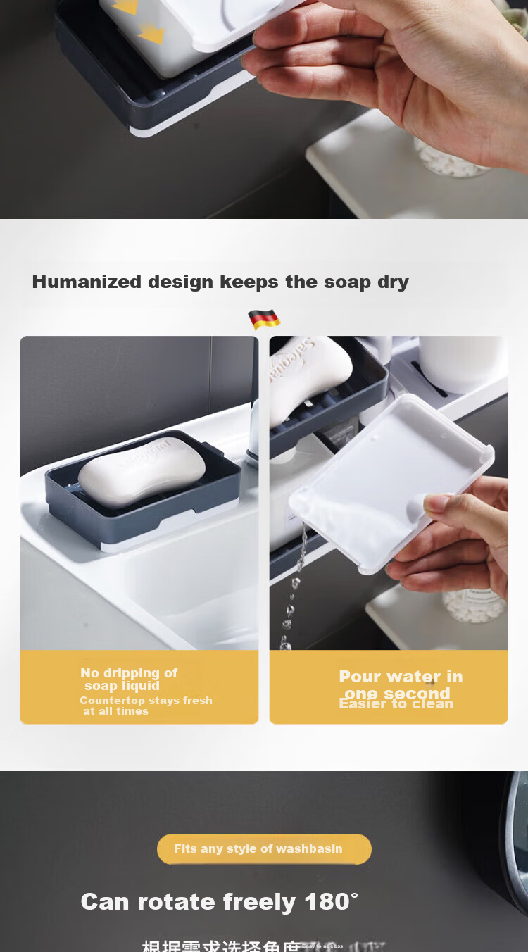 Jiashigao Travel Soap Dish, Toiletry Draining Convenient Soap Storage Box with Lid, Portable Sealed Dustproof Waterproof Draining Anti-Softening for Student Dormitory Back-To Seaso 4