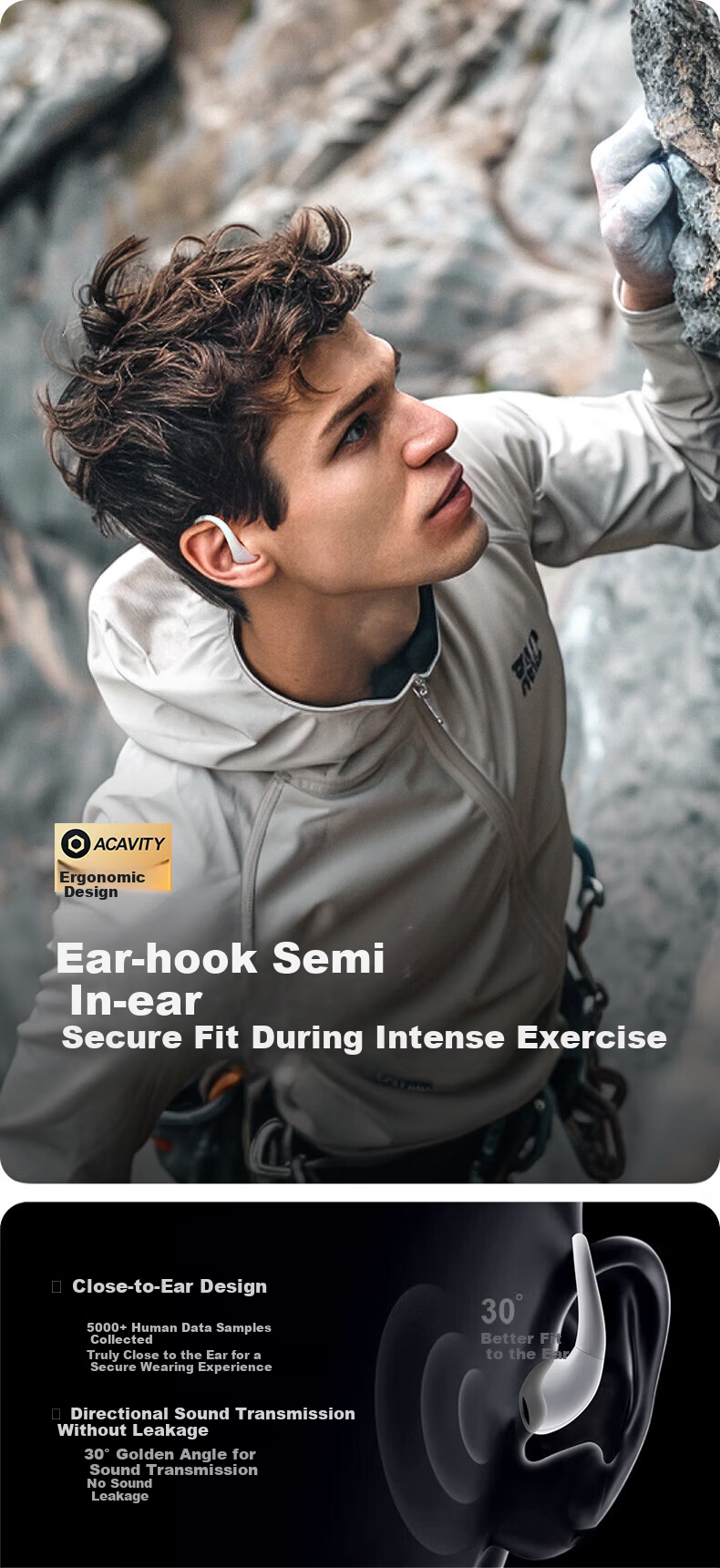Jinyun Berlin Voice Bluetooth Earbuds Apple Bone Conduction Concept True Wireless Ear-Hook Semi-In-Ear Sports Running Call Long Battery Life Air8 8