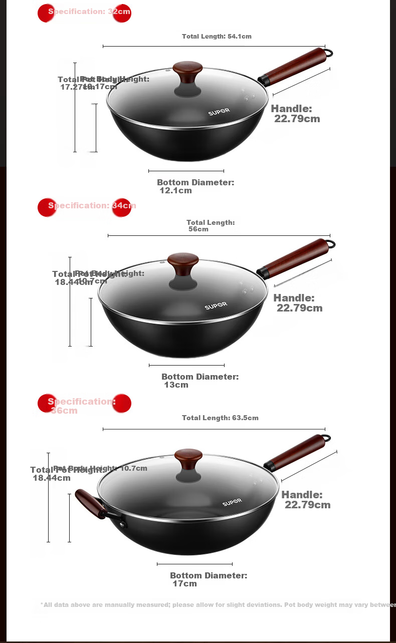 SUPOR Wok Iron Pan, Uncoated Stir-Fry Pan, Gas Stove Seasoned Iron Pan, Household Pure Iron, Rust-Resistant, Anti-Puncture FC32AJ2 9