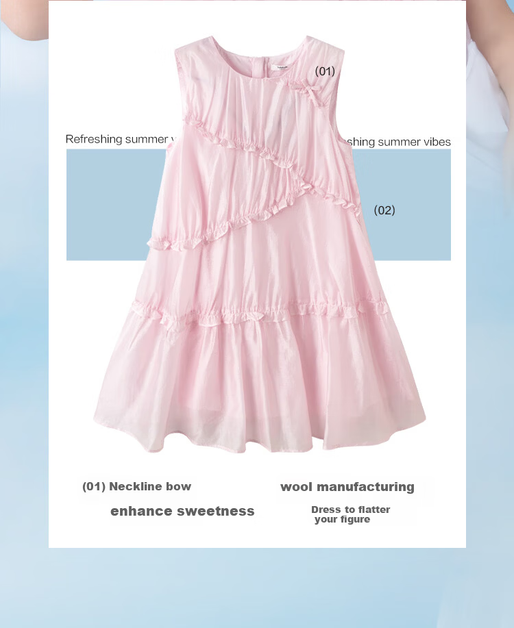 Balabala Kids Sleeveless Dress 2026 Summer Big Kids Children's Day Gift Girl Princess Dress Sweet 4