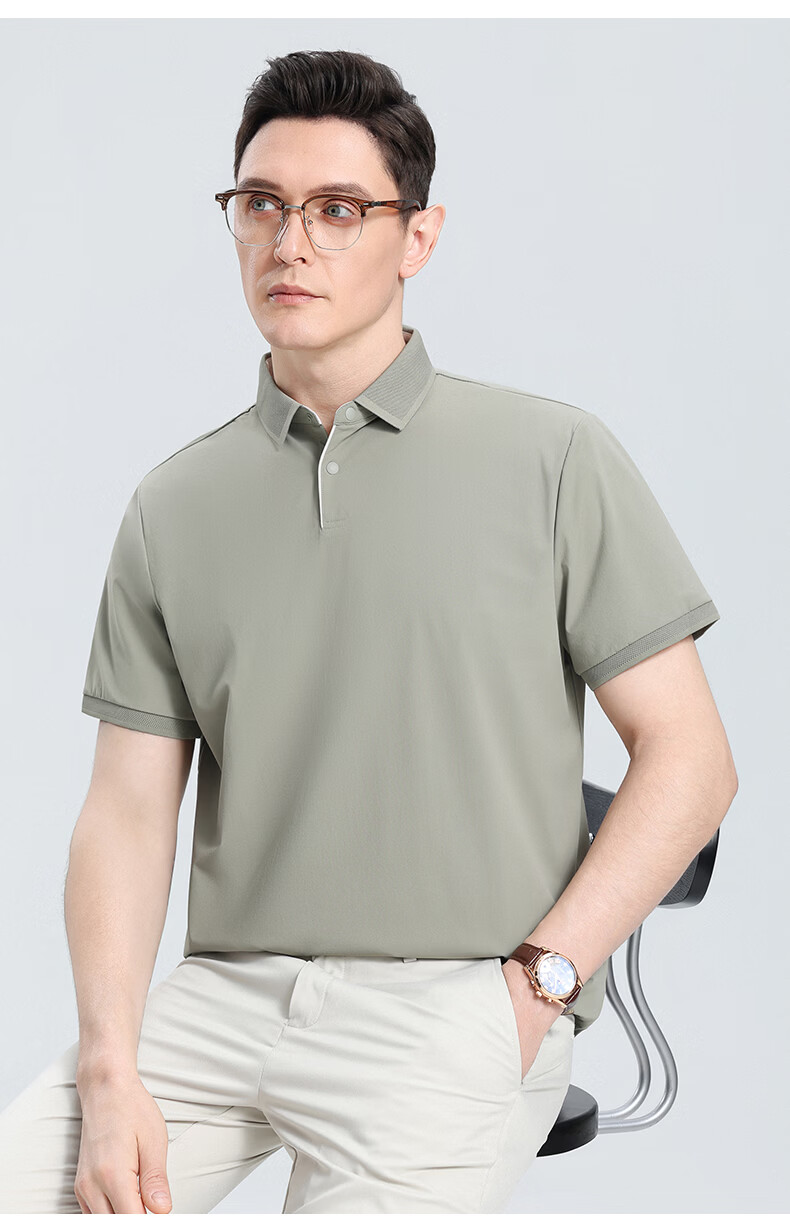 ROMON 7A Antibacterial Ice Silk Polo Shirt Men's Short Sleeve Cooling Summer Quick-Dry T-Shirt 232 13