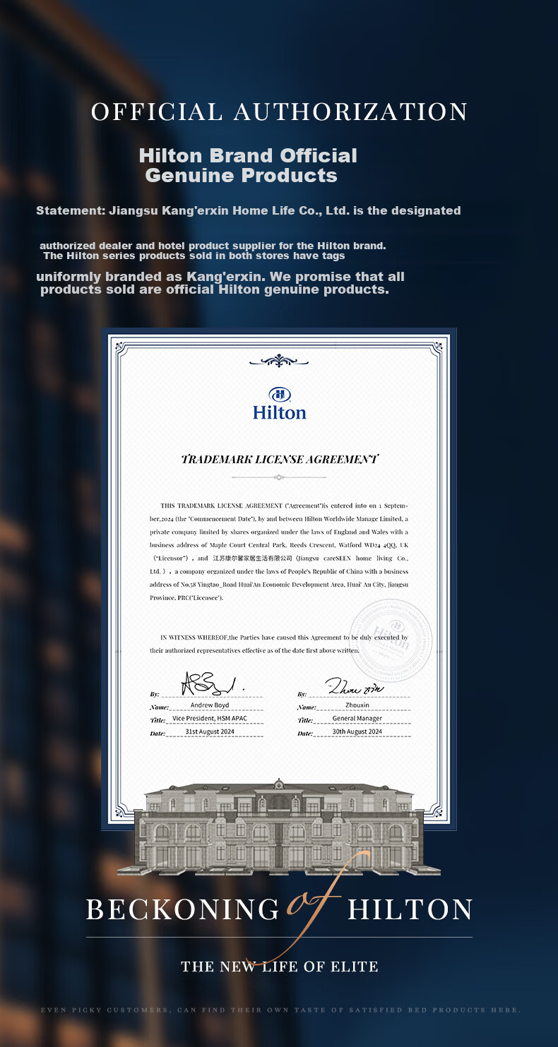 Hilton Good Sleep Pillow Pro Antibacterial Adult Cervical Neck Support Home Fiber Pillow Core 48*74cm Medium Pillow 1